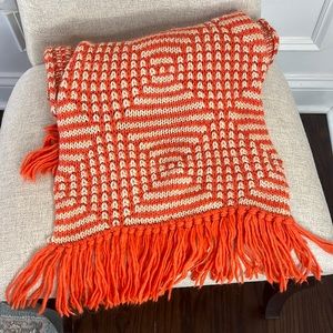 Echo alpaca blend orange & tan knit scarf